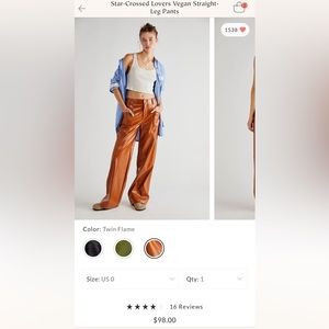 Free People Starcrossed Lovers Vegan Straight Legged Pant